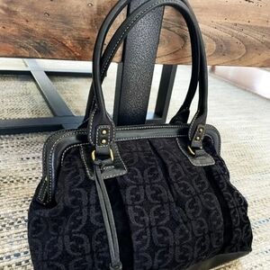 Fossil Black Velour Satchel Tote Limited Edition Bag
